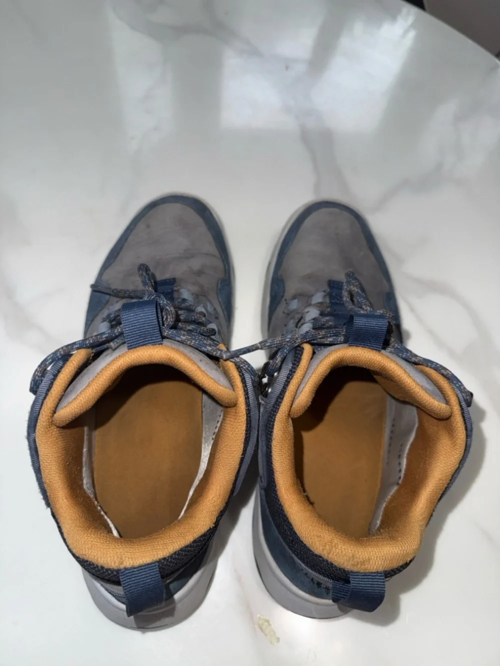 Teva Men’s Gray and Navy Mid-Top Boots with Yellow Accent